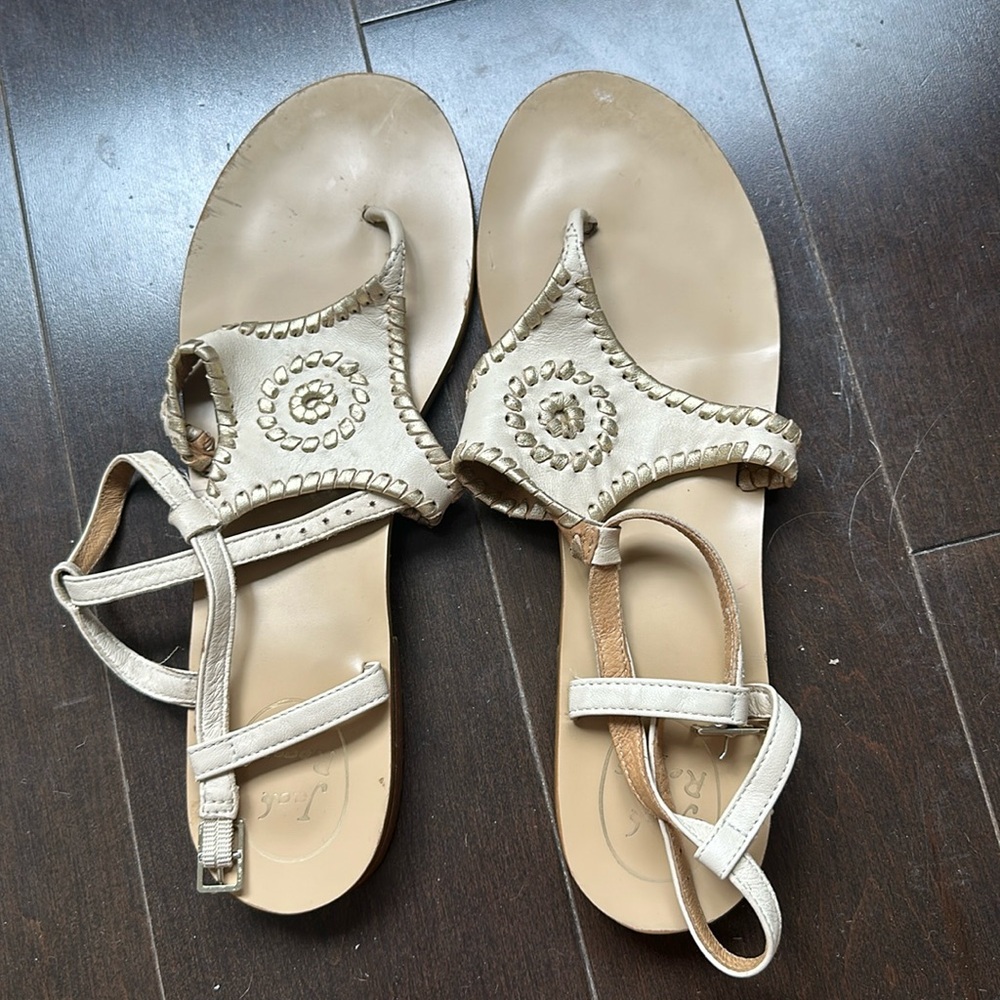 Jack Roger Cream and Gold Maci Gladiator Sandal